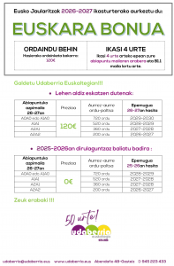 Euskara bonua 2026/2027