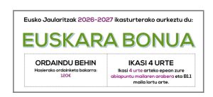 Euskara bonua en Udaberria euskaltegia